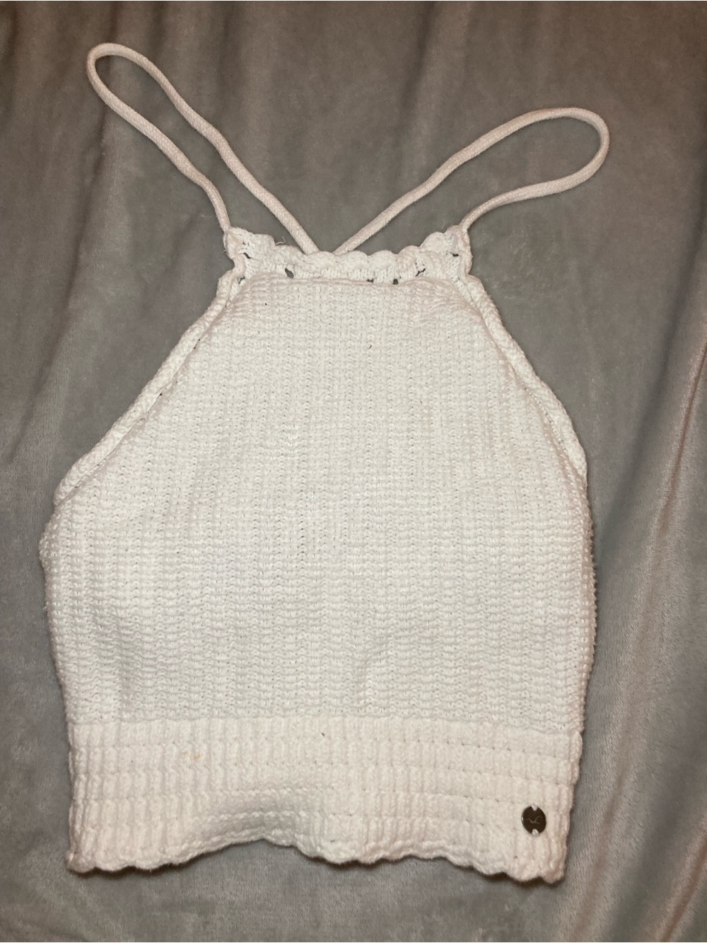 Womens White Knit Halter One-Piece Top